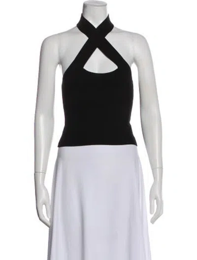 Pre-owned Dissh Halterneck Sleeveless Crop Top In Black