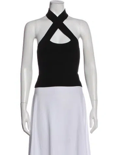 Pre-owned Dissh Halterneck Sleeveless Crop Top In Black