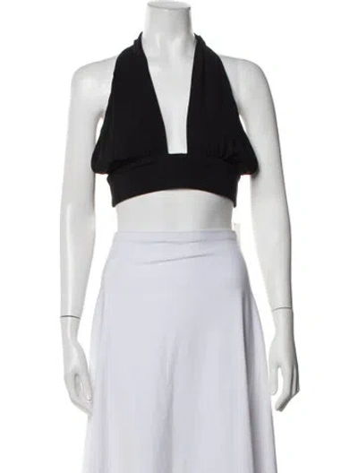 Pre-owned Dissh Halterneck Sleeveless Crop Top In Black