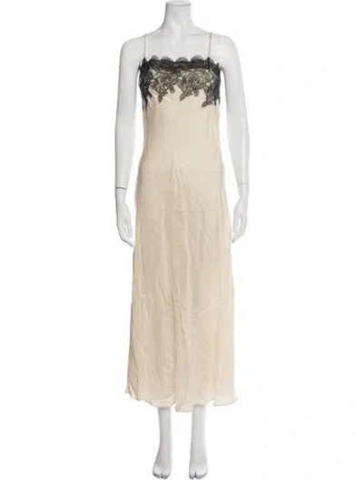 Pre-owned Dissh Lace Pattern Long Dress In Neutrals
