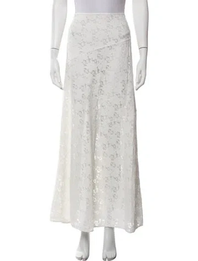Pre-owned Dissh Lace Pattern Long Skirt In White