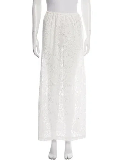 Pre-owned Dissh Lace Pattern Long Skirt In White