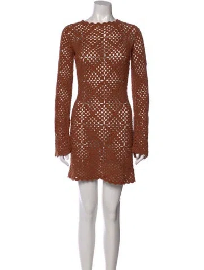 Pre-owned Dissh Lace Pattern Mini Dress In Brown