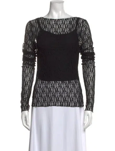 Pre-owned Dissh Lace Pattern Scoop Neck Top In Black