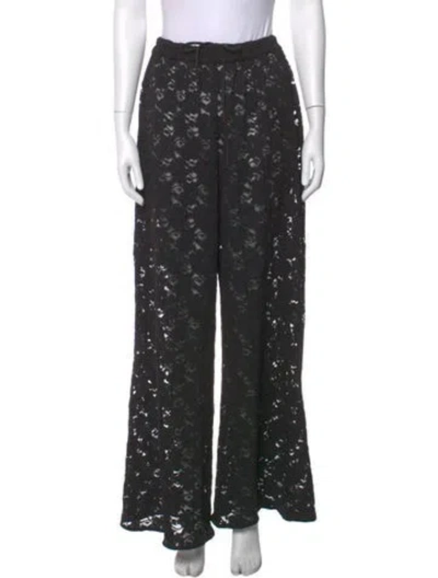 Pre-owned Dissh Lace Pattern Wide Leg Pants In Black