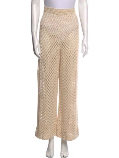 Pre-owned Dissh Lace Pattern Wide Leg Pants In Neutral