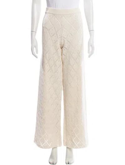 Pre-owned Dissh Lace Pattern Wide Leg Pants In Neutral