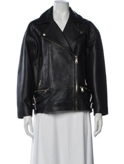 Pre-owned Dissh Leather Biker Jacket W/ Tags In Black