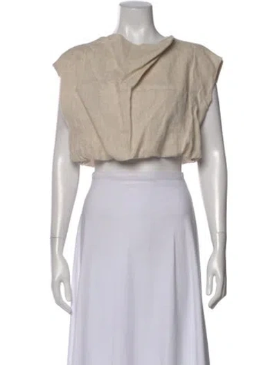 Pre-owned Dissh Linen Asymmetrical Crop Top W/ Tags In Neutral
