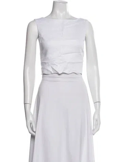 Pre-owned Dissh Linen Bateau Neckline Crop Top W/ Tags In White