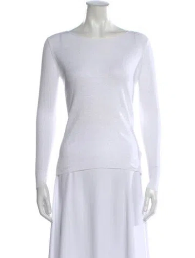 Pre-owned Dissh Linen Bateau Neckline Top In White
