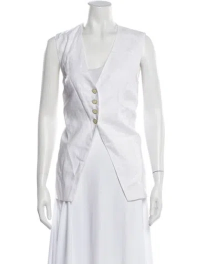 Pre-owned Dissh Linen Blazer In White