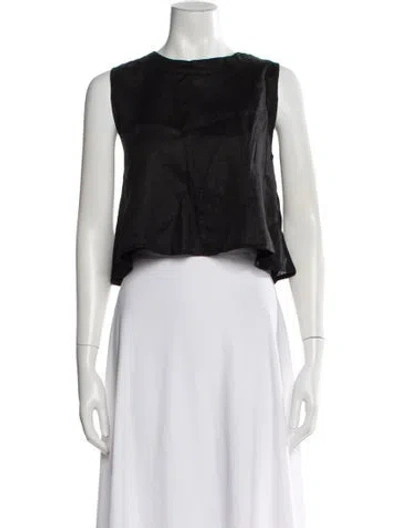 Pre-owned Dissh Linen Crew Neck Crop Top In Black