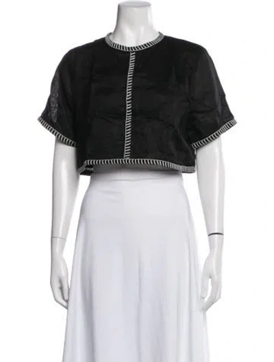 Pre-owned Dissh Linen Crew Neck Crop Top In Black