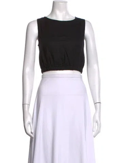 Pre-owned Dissh Linen Crew Neck Crop Top In Black