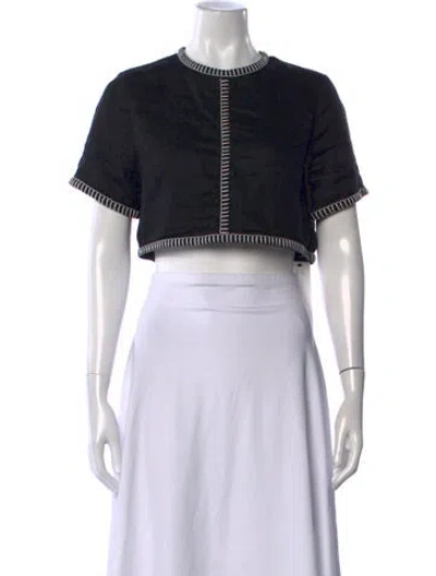 Pre-owned Dissh Linen Crew Neck Crop Top In Black