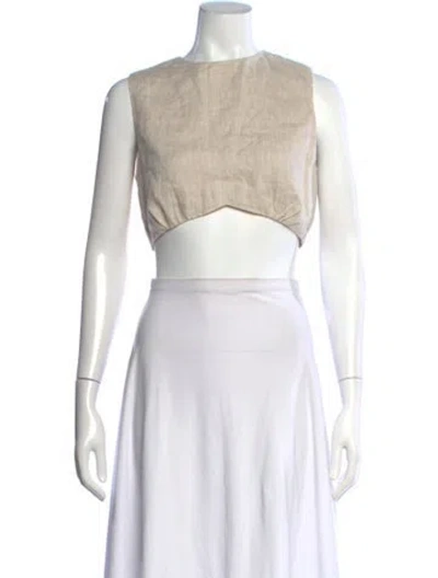 Pre-owned Dissh Linen Crew Neck Crop Top In Multi