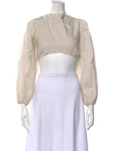 Pre-owned Dissh Linen Crew Neck Crop Top In Neutral