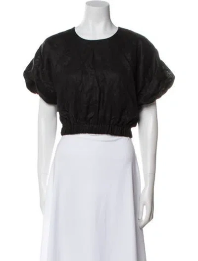 Pre-owned Dissh Linen Crew Neck Crop Top W/ Tags In Black