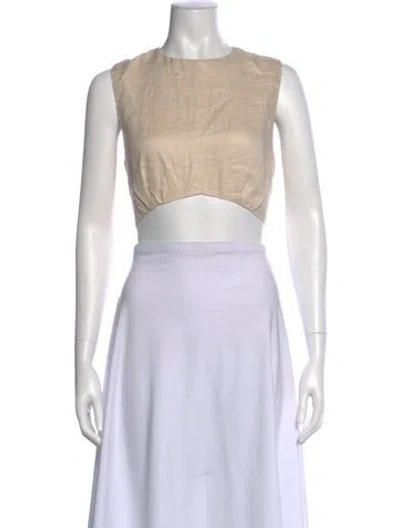 Pre-owned Dissh Linen Crew Neck Crop Top W/ Tags In Neutral