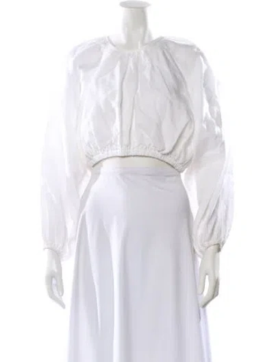 Pre-owned Dissh Linen Crew Neck Crop Top In White