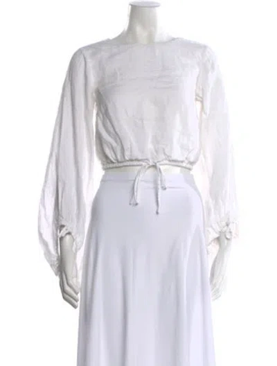 Pre-owned Dissh Linen Crew Neck Crop Top In White