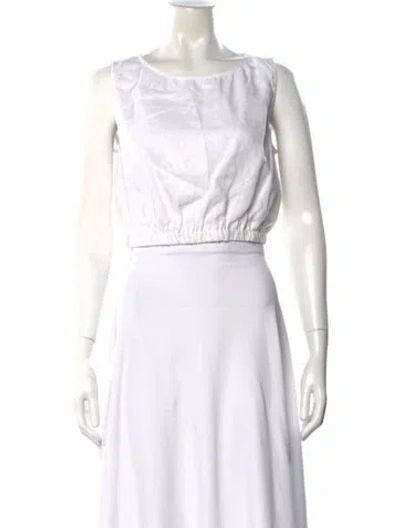 Pre-owned Dissh Linen Crew Neck Crop Top In White