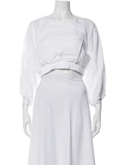 Pre-owned Dissh Linen Crew Neck Crop Top In White