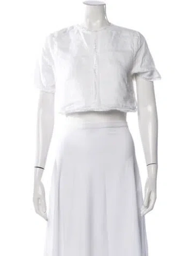 Pre-owned Dissh Linen Crew Neck Crop Top In White
