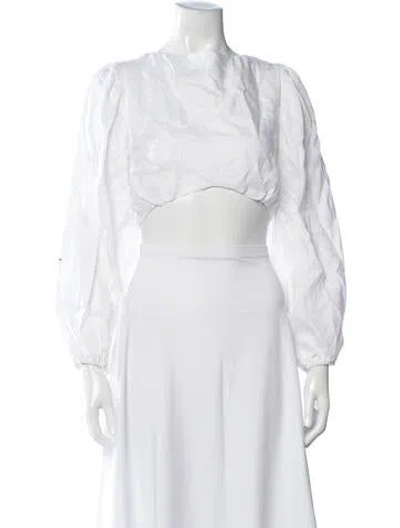 Pre-owned Dissh Linen Crew Neck Crop Top In White