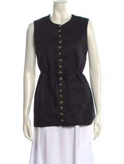 Pre-owned Dissh Linen Crew Neck Top In Black