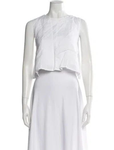 Pre-owned Dissh Linen Crew Neck Top In White