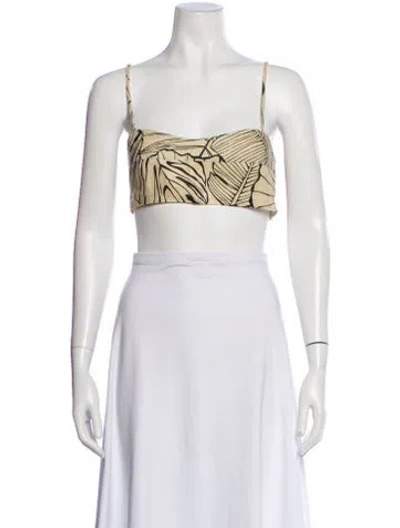 Pre-owned Dissh Linen Floral Print Crop Top In Neutral