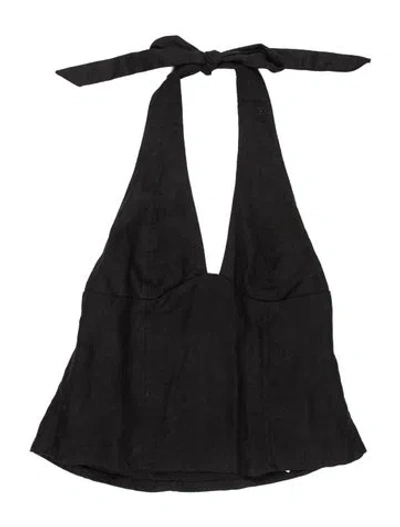 Pre-owned Dissh Linen Halterneck Crop Top In Black