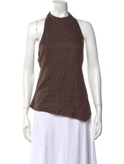 Pre-owned Dissh Linen Halterneck Top In Brown