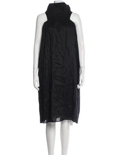 Pre-owned Dissh Linen Knee-length Dress In Black