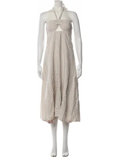 Pre-owned Dissh Linen Knee-length Dress In Neutral