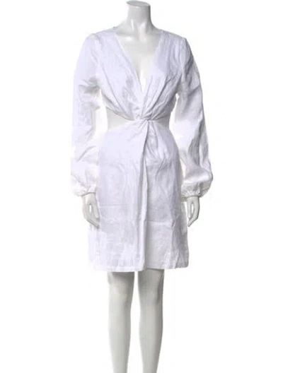 Pre-owned Dissh Linen Knee-length Dress In White