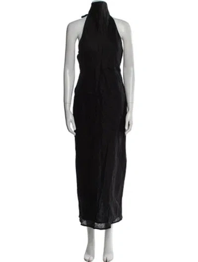 Pre-owned Dissh Linen Long Dress In Black
