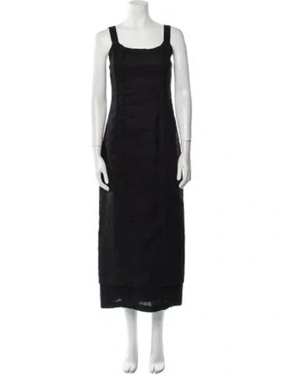 Pre-owned Dissh Linen Long Dress In Black
