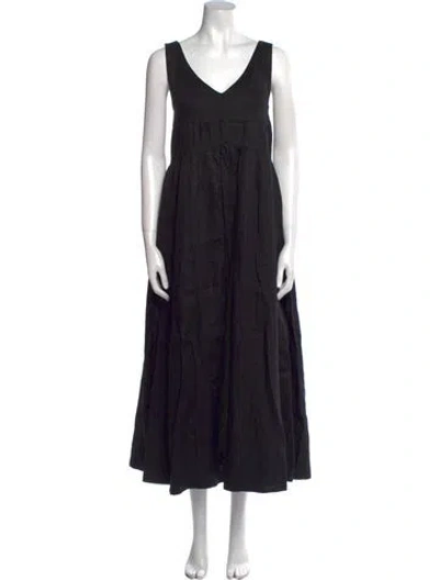 Pre-owned Dissh Linen Long Dress In Black