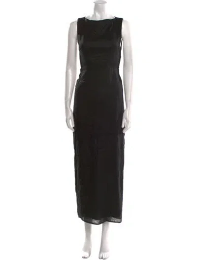 Pre-owned Dissh Linen Long Dress In Black