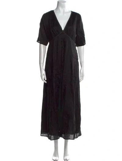 Pre-owned Dissh Linen Long Dress In Black