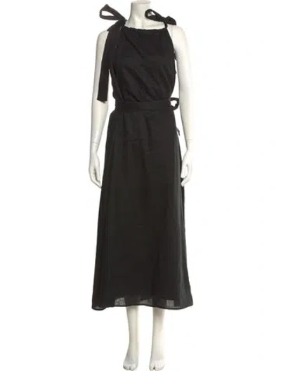 Pre-owned Dissh Linen Long Dress In Black