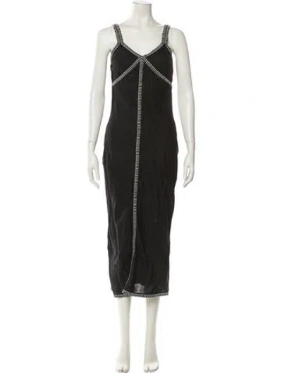 Pre-owned Dissh Linen Long Dress In Black