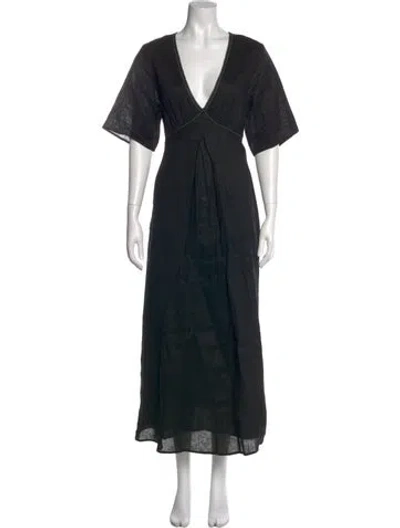 Pre-owned Dissh Linen Long Dress In Black