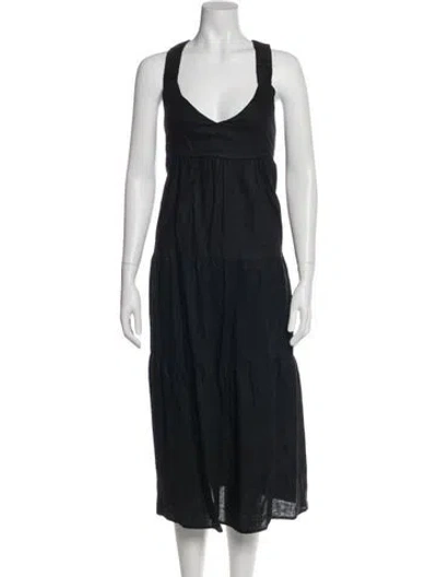 Pre-owned Dissh Linen Long Dress In Black