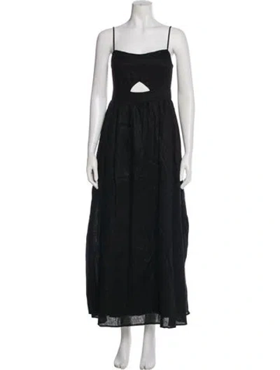 Pre-owned Dissh Linen Long Dress In Black