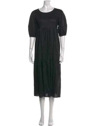 Pre-owned Dissh Linen Long Dress In Black