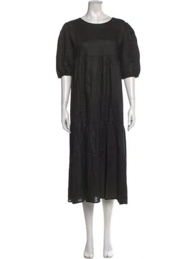 Pre-owned Dissh Linen Long Dress In Black
